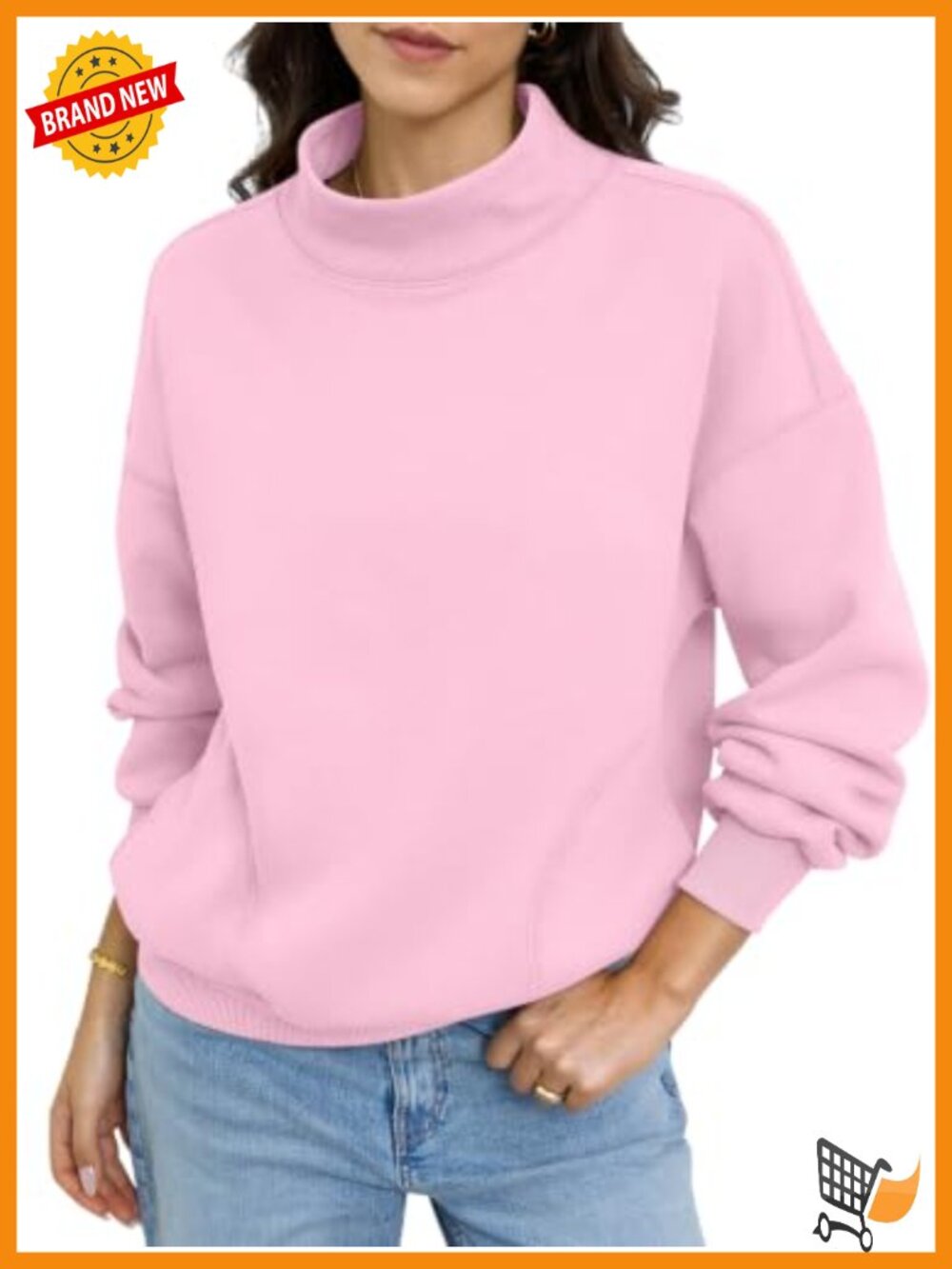 Fleece Mock Neck Sweatshirt with Pockets Pullover